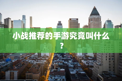 小战推荐的手游究竟叫什么？